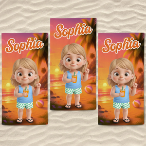 Serviette de plage personnalisée - Cadeaux de vacances et de voyage personnalisés pour la famille et les enfants - Pool Party Pro