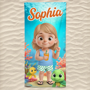 Serviette de plage personnalisée - Cadeaux de vacances et de voyage personnalisés pour la famille et les enfants - Restez au frais, règles de la piscine