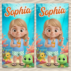 Serviette de plage personnalisée - Cadeaux de vacances et de voyage personnalisés pour la famille et les enfants - Restez au frais, règles de la piscine