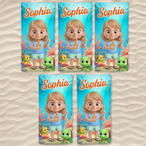 Serviette de plage personnalisée - Cadeaux de vacances et de voyage personnalisés pour la famille et les enfants - Restez au frais, règles de la piscine