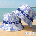 Custom Bucket Hat - Personalized Birthday Gifts For Dog Lovers, Dog Moms - Blue Toile, Golden Souls