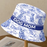 Custom Bucket Hat - Personalized Birthday Gifts For Dog Lovers, Dog Moms - Blue Toile, Golden Souls
