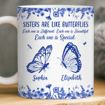 Custom Mug - Personalized Best Friend Birthday Gifts For Women - Sisters Bloom On Colorful Wings