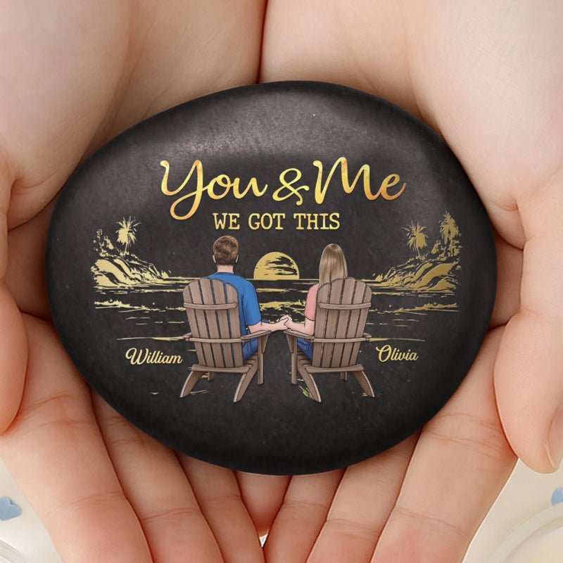 Custom Printed Rock - Personalized Anniversary Wedding Gifts For Husband And Wife, Him And Her - Through It All, We Got This
