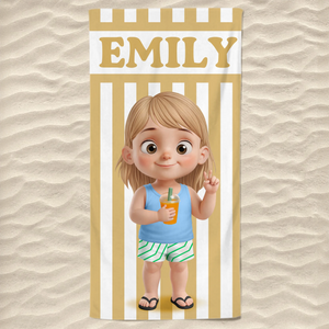 Serviette de plage personnalisée - Cadeaux de vacances et de voyage personnalisés pour la famille et les enfants - Surcharge de gentillesse au bord de la piscine