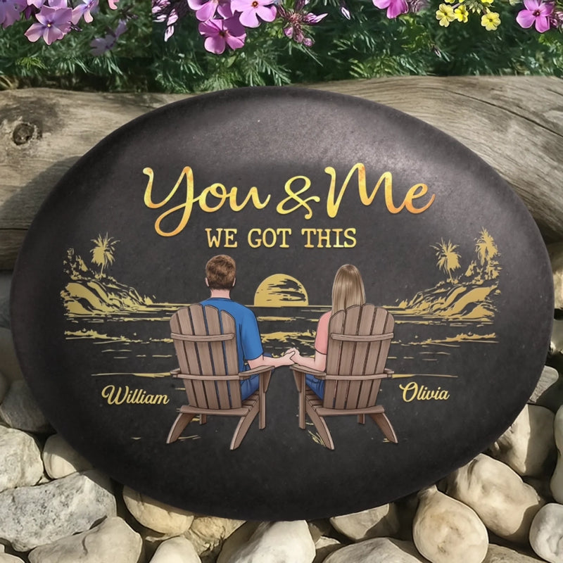 Custom Printed Rock - Personalized Anniversary Wedding Gifts For Husband And Wife, Him And Her - Through It All, We Got This