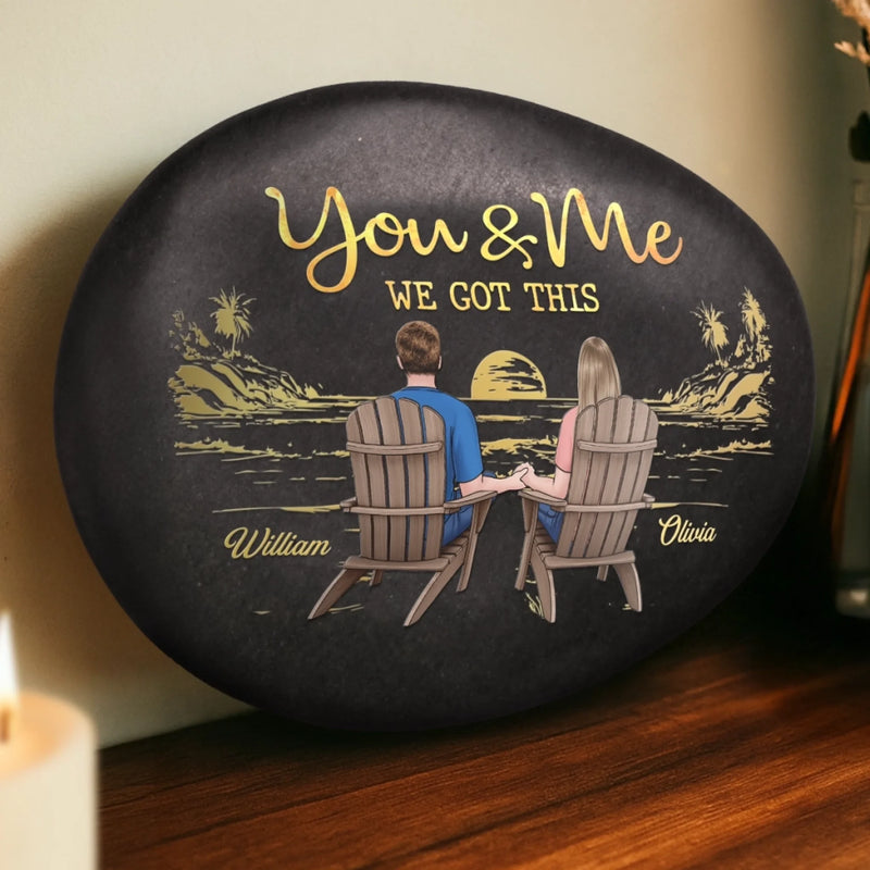 Custom Printed Rock - Personalized Anniversary Wedding Gifts For Husband And Wife, Him And Her - Through It All, We Got This