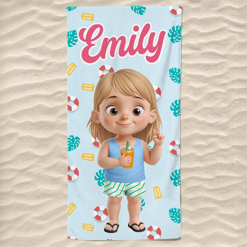 Custom Beach Towel - Personalized Summer Vacation And Travel Gifts For Family, Kids - Summer Splash Vibes Only