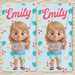 Serviette de plage personnalisée - Cadeaux de vacances et de voyage d'été personnalisés pour la famille et les enfants - Ambiance estivale uniquement