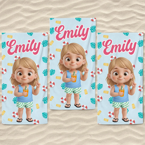 Serviette de plage personnalisée - Cadeaux de vacances et de voyage d'été personnalisés pour la famille et les enfants - Ambiance estivale uniquement