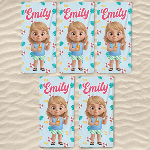 Serviette de plage personnalisée - Cadeaux de vacances et de voyage d'été personnalisés pour la famille et les enfants - Ambiance estivale uniquement