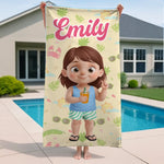 Custom Beach Towel - Personalized Summer Vacation And Travel Gifts For Family, Kids - Summer Splash Vibes Only