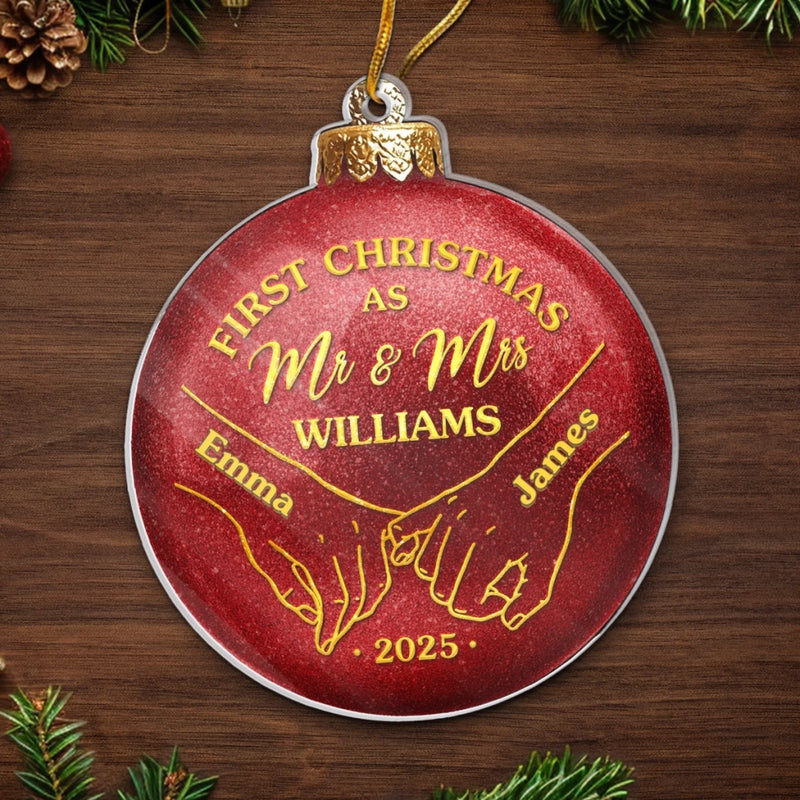 Custom Acrylic Ornament - Personalized Anniversary Christmas Wedding Gifts For Husband And Wife, Him And Her - First Christmas, Forever To Go