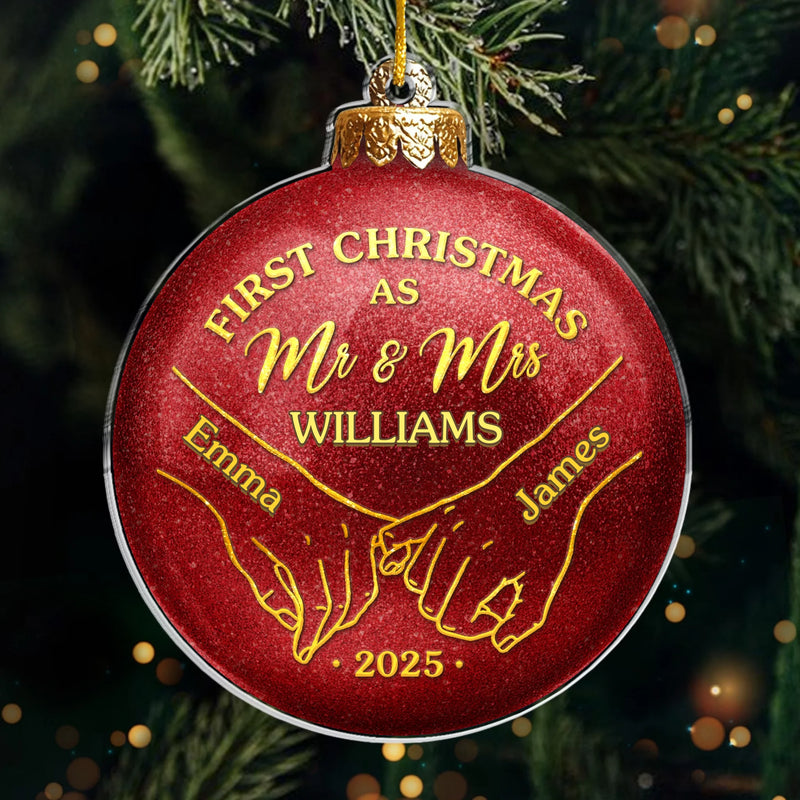 Custom Acrylic Ornament - Personalized Anniversary Christmas Wedding Gifts For Husband And Wife, Him And Her - First Christmas, Forever To Go