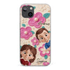 Coque de téléphone transparente personnalisée avec effet gonflé en 3D – Cadeaux d'anniversaire personnalisés pour maman et grand-mère – Fleurs et petits visages précieux