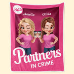 Custom Blanket - Personalized Best Friend Birthday Gifts For Women, Besties, Sisters, BFF - Crime Partners Forever Side By Side