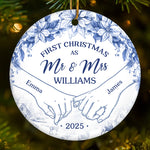 Custom Ceramic Ornament - Personalized Anniversary Christmas Wedding Gifts For Husband And Wife, Him And Her -  Cozying Up As Newlyweds