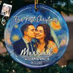 Custom Photo First Christmas Wedding Gifts for Couples - Personalized Ceramic Ornament