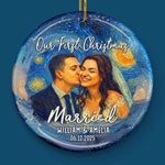 Custom Photo First Christmas Wedding Gifts for Couples - Personalized Ceramic Ornament