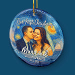 Custom Photo First Christmas Wedding Gifts for Couples - Personalized Ceramic Ornament