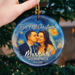 Custom Photo First Christmas Wedding Gifts for Couples - Personalized Ceramic Ornament