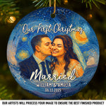 Custom Photo First Christmas Wedding Gifts for Couples - Personalized Ceramic Ornament