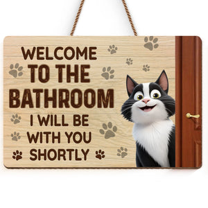 Panneau en bois personnalisé - Cadeaux d'anniversaire personnalisés pour les amoureux des chats, maman et papa chats - Attention, zone de poils de chat