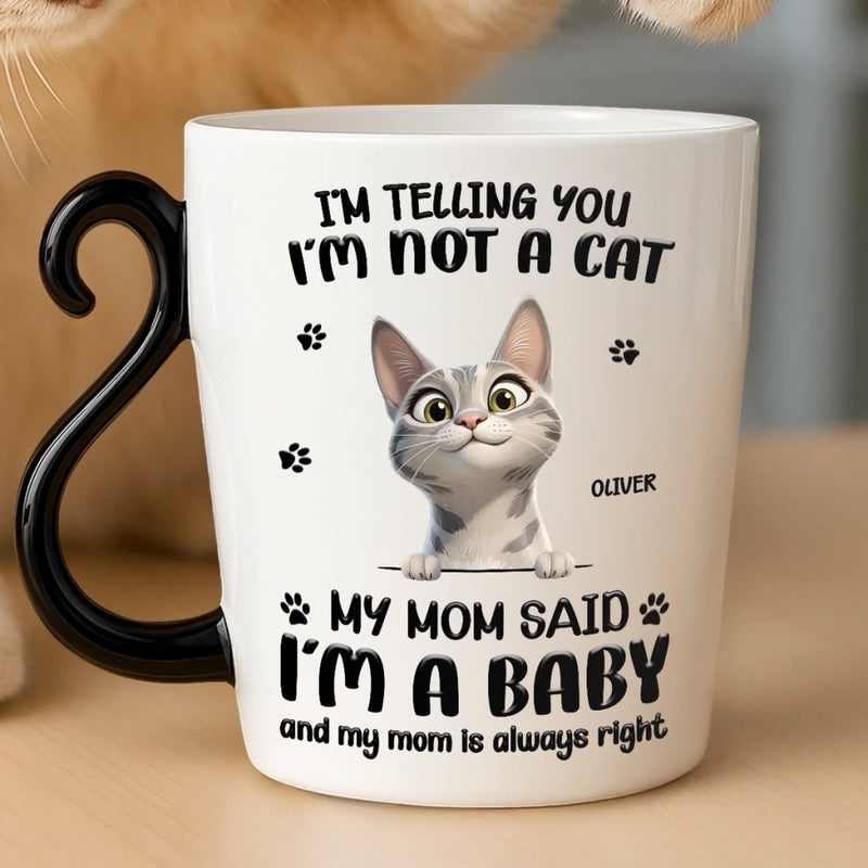 Custom 12oz Cat Handle Ceramic Mug - Personalized Birthday Gifts For Cat Lovers, Cat Mom And Dad - World’s Tiniest Fur Baby