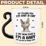 Custom 12oz Cat Handle Ceramic Mug - Personalized Birthday Gifts For Cat Lovers, Cat Mom And Dad - World’s Tiniest Fur Baby