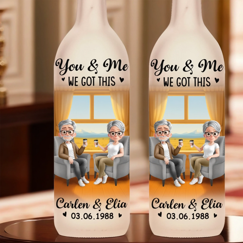 Custom Bottle Lamp - Personalized Anniversary Wedding Gifts For Husband And Wife, Him And Her - Cherished Moments From Start To End