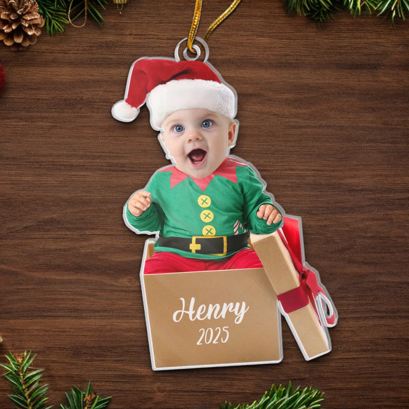 Custom Photo All I Want For Christmas Is My Baby - Family Personalized Custom Ornament - Acrylic Custom Shaped - Christmas Gift For Baby Kids, Newborn Baby, First Christmas