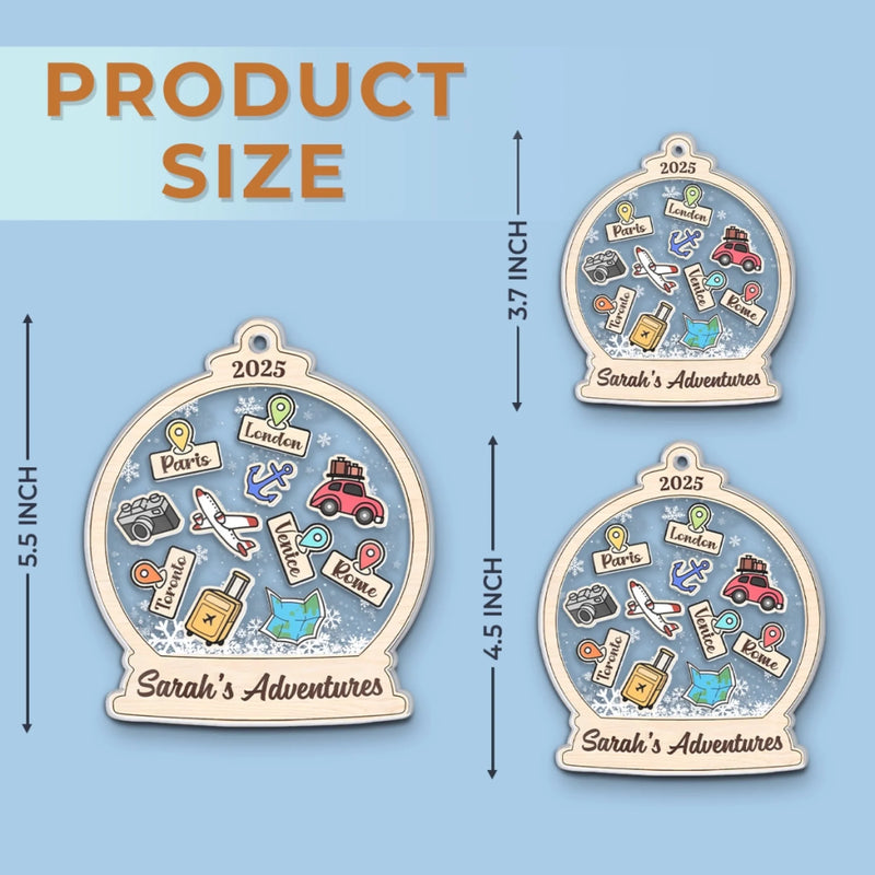 My Memorable And Fun Trips - Travel Personalized Custom Ornament - Acrylic Custom Shaped - Christmas Gift For Family Members, Gift For Adventure Travel Lovers