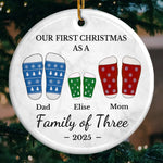 Custom Ceramic Ornament - Personalized Christmas Birthday Gifts For Mom, Dad, Kids - Cheers To Our First Christmas Together
