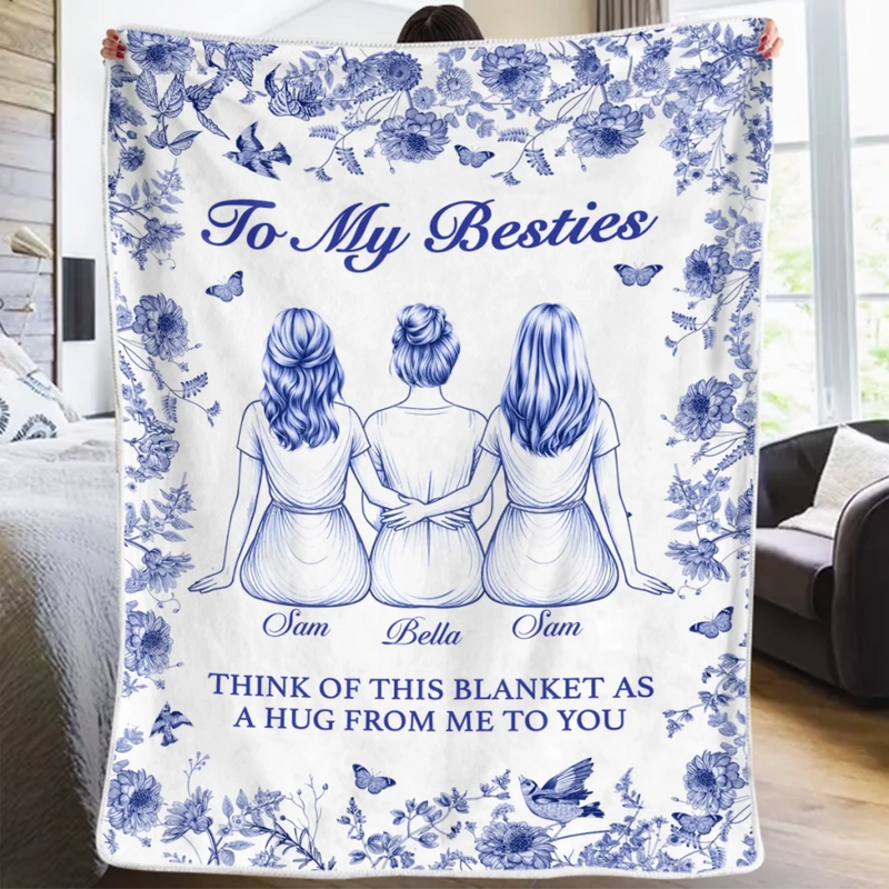 Custom Blanket - Personalized Best Friend Birthday Gifts For Best Friends, Sisters, BFF - Always Connected By Heart