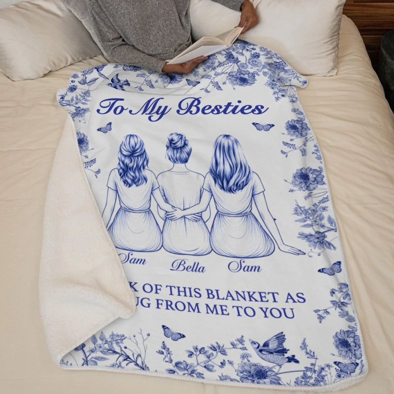 Custom Blanket - Personalized Best Friend Birthday Gifts For Best Friends, Sisters, BFF - Always Connected By Heart