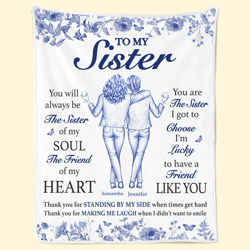 Custom Blanket - Personalized Best Friend Birthday Gifts For Women, Besties, Sisters, BFF - Lucky To Have A Friend Like You