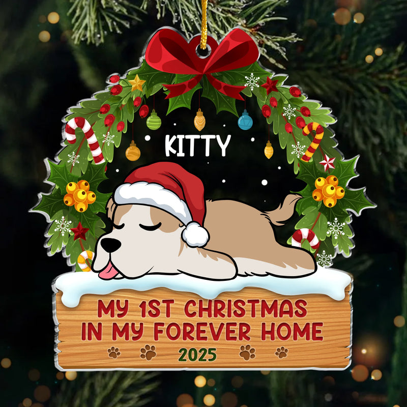 First Paws Under The Tree - Dog & Cat Personalized Custom Ornament - Acrylic Custom Shaped - Christmas Gift For Pet Owners, Pet Lovers, First Christmas