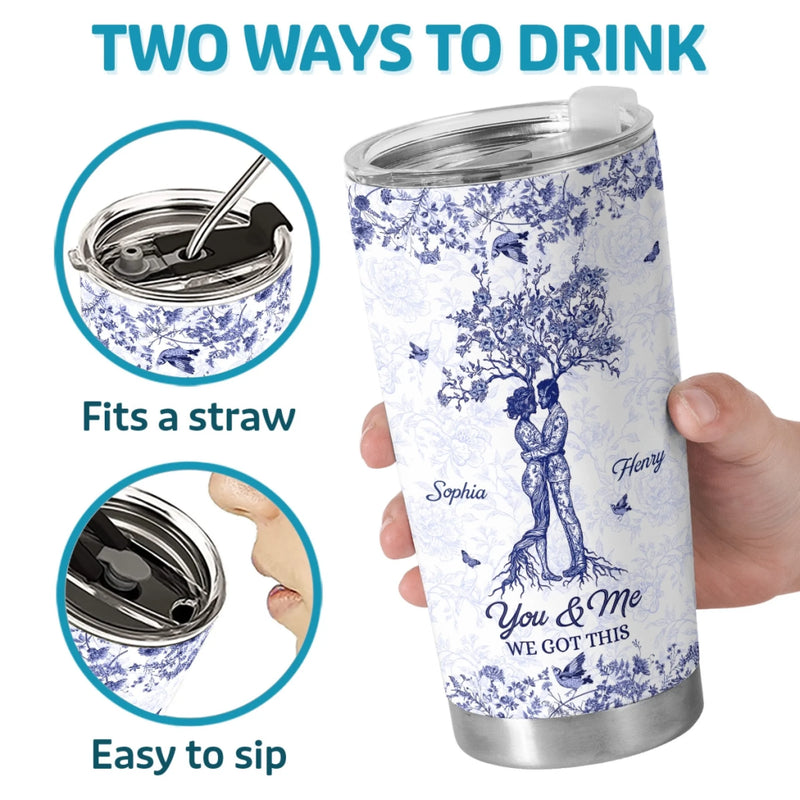 Custom Tumbler - Personalized Anniversary Wedding Gifts For Couple - Hand In Hand We Thrive