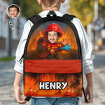 Custom Photo Kids Backpack - Personalized Back To School Gifts For Kids - Brave Little Firefighter Hero