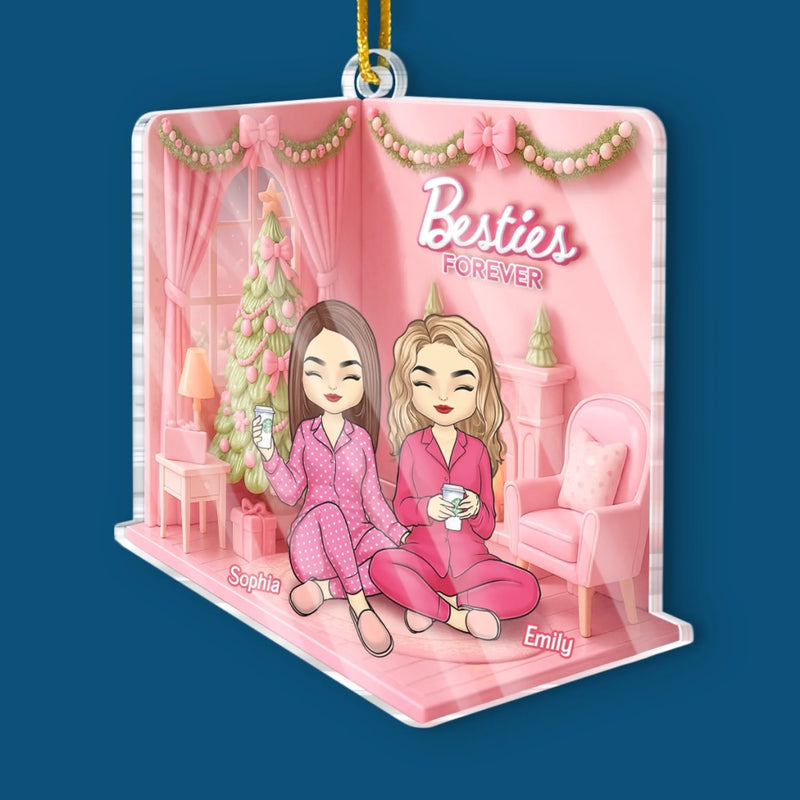 Custom Acrylic Ornament - Personalized Best Friend Birthday Gifts For BFF, Best Friends, Bestie - Cozy Nights With Bestie