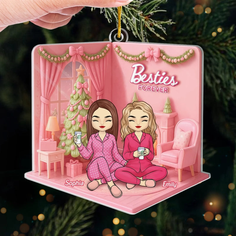 Custom Acrylic Ornament - Personalized Best Friend Birthday Gifts For BFF, Best Friends, Bestie - Cozy Nights With Bestie