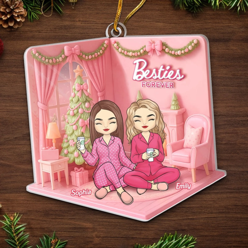 Custom Acrylic Ornament - Personalized Best Friend Birthday Gifts For BFF, Best Friends, Bestie - Cozy Nights With Bestie