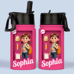Custom 3D Inflated Effect Printed Kids Water Bottle - Personalized Back To School Gifts For Kids - Every Day Is A New Page In Your Story