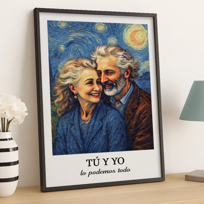 Poster Vertical con Foto Personalizada - Regalos Personalizados de Aniversario y Boda para Esposo y Esposa, Husband, Wife, Couple - Contigo Todo Es Mejor