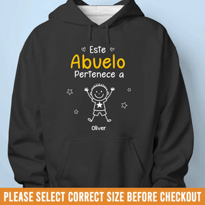 Camiseta Unisex Personalizada, Camiseta Premium, Sudadera con Capucha - Regalos Personalizados de Cumpleaños para Papá, Abuelo - Este Abuelo Pertenece A