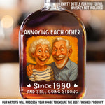 Custom Photo Funny Caricature Whiskey Bottle - Personalized Anniversary Wedding Gifts For Couple, Husband, Wife - Oldie But Goodie Duo