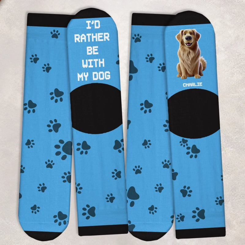 Custom Crew Socks - Personalized Birthday Gifts For Dog Lovers, Dog Dad, Dog Mom - Chillin’ With My Fur Buddy