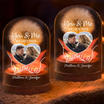 Custom Photo Light Up Dandelion In Glass Dome - Personalized Anniversary Wedding Gifts For Couple - Our Story, Our Way