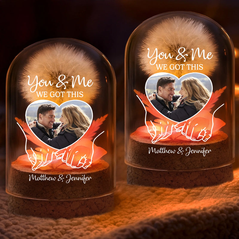 Custom Photo Light Up Dandelion In Glass Dome - Personalized Anniversary Wedding Gifts For Couple - Our Story, Our Way
