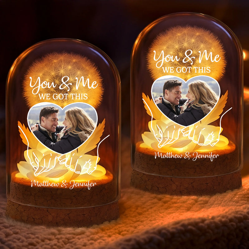 Custom Photo Light Up Dandelion In Glass Dome - Personalized Anniversary Wedding Gifts For Couple - Our Story, Our Way